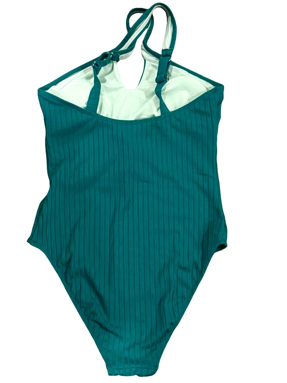 NWT Cupshe Teal Green Ribbed Cross-Strap One-Piece Swimsuit (medium) - Picture 4 of 7